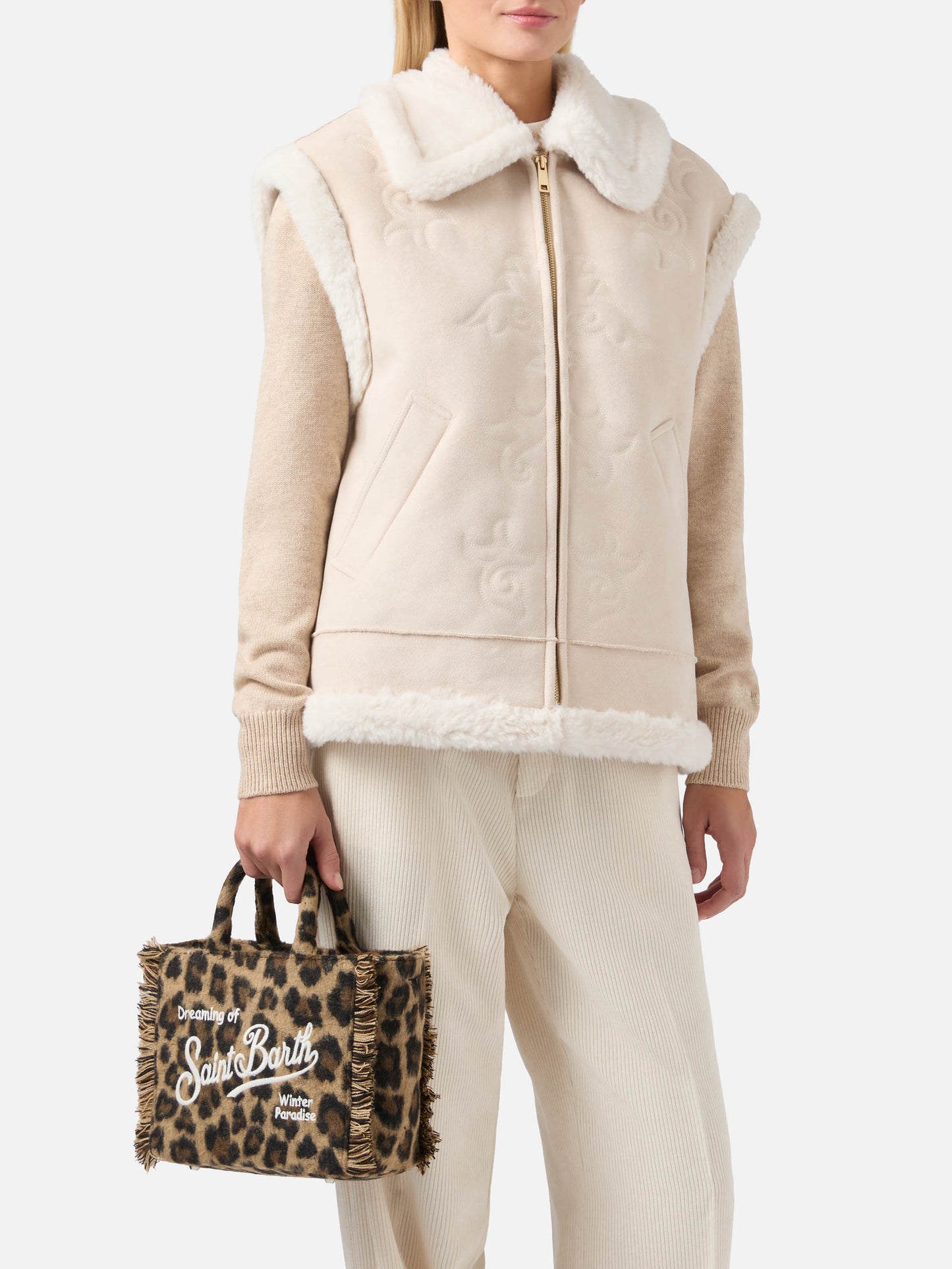 Vanity Mini Felt Handbag in leopard-print wool blend