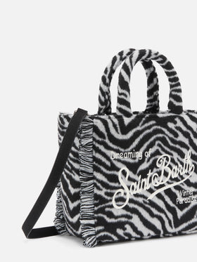 Vanity Mini Felt Handbag in zebra-print wool blend