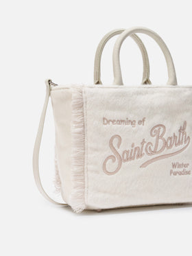 Vanity Mini-Filzhandtasche aus weißem Wollmischgewebe