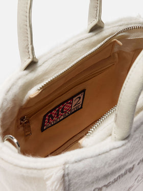 Vanity Mini-Filzhandtasche aus weißem Wollmischgewebe