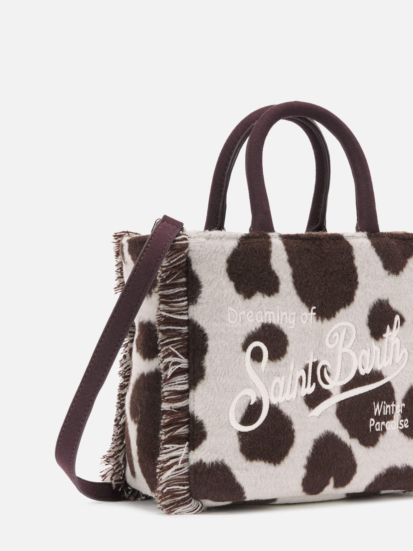Vanity Mini Felt Handbag in cow-print wool blend