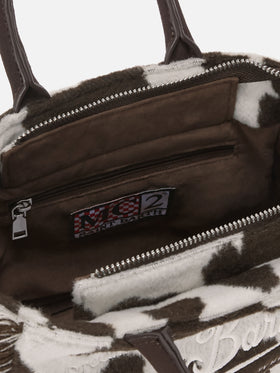 Vanity Mini Felt Handbag in cow-print wool blend