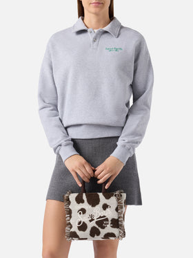 Vanity Mini Felt Handbag in cow-print wool blend