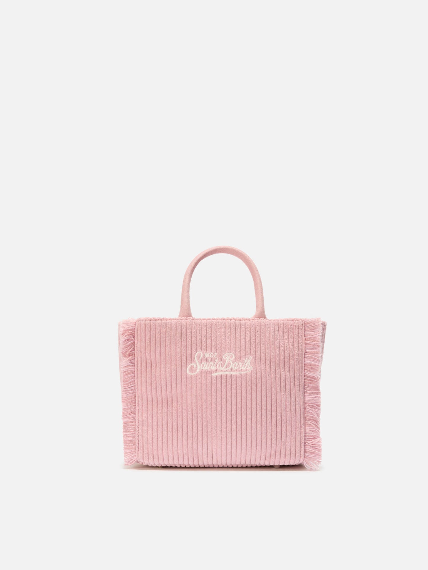 Vanity Mini Corduroy Handbag in pink corduroy velvet and faux suede