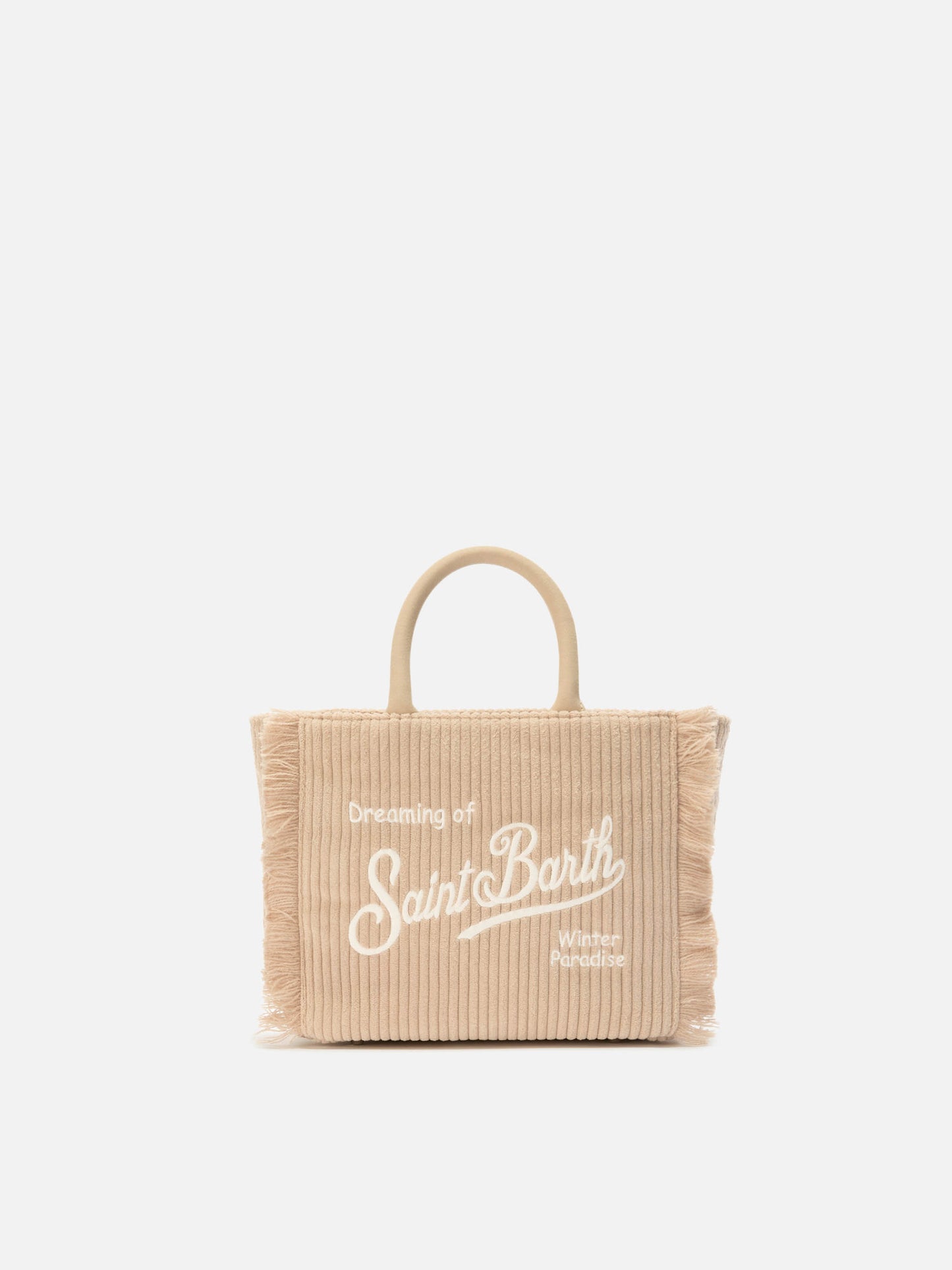 Vanity Mini Corduroy Handbag in beige corduroy velvet and faux suede