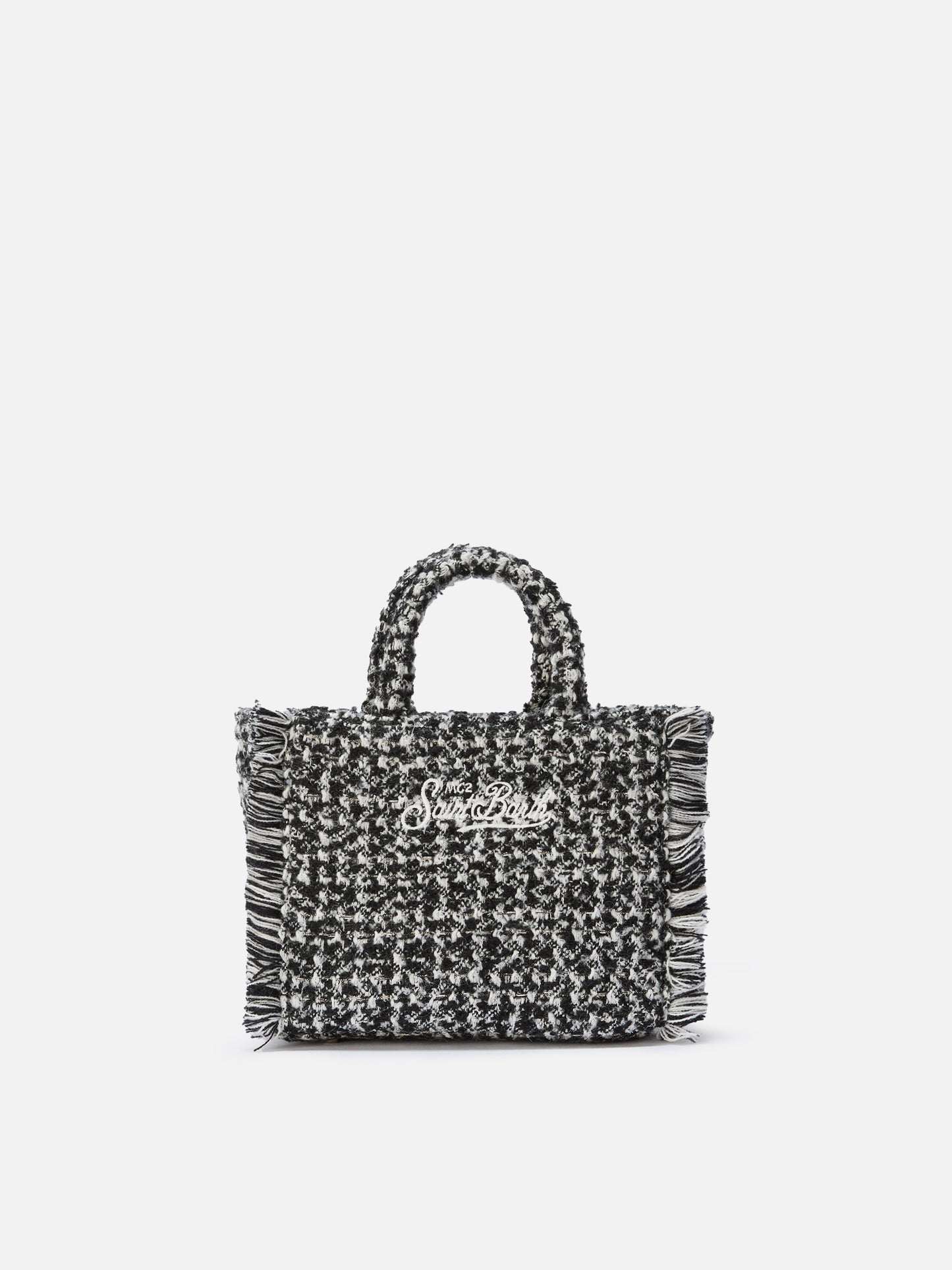 Borsa a mano Vanity Mini Tweed bianco e nero