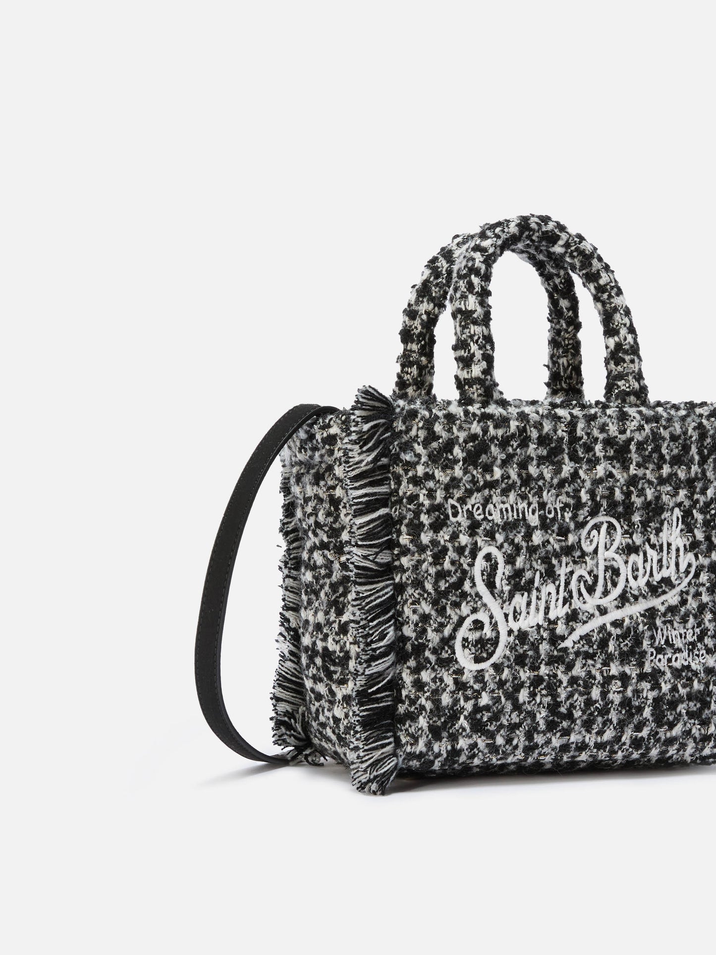 Borsa a mano Vanity Mini Tweed bianco e nero