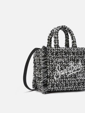 Borsa a mano Vanity Mini Tweed bianco e nero