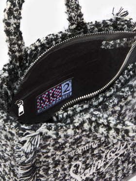 Borsa a mano Vanity Mini Tweed bianco e nero