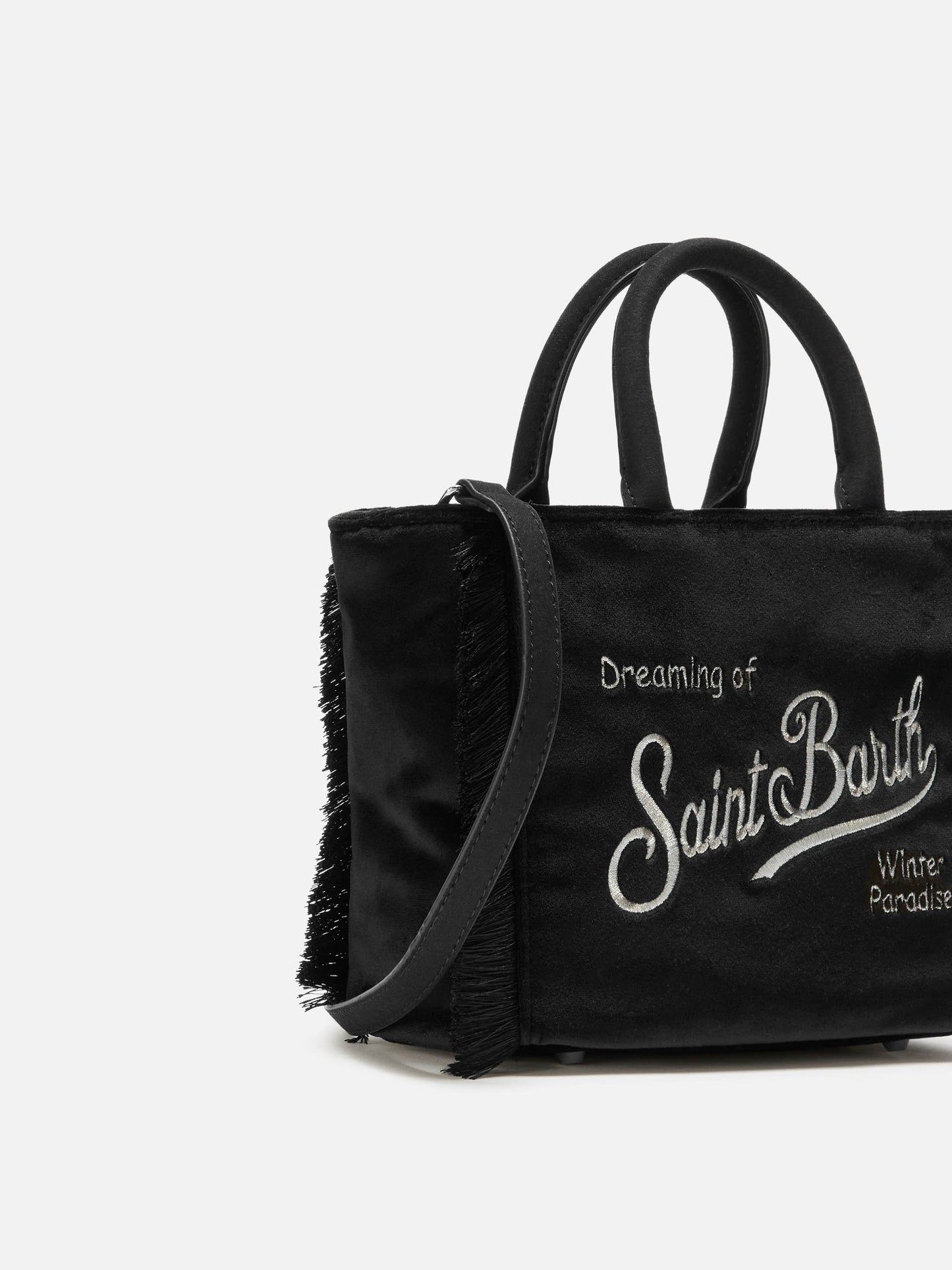 Vanity Mini Velvet Handbag in black velvet and faux suede