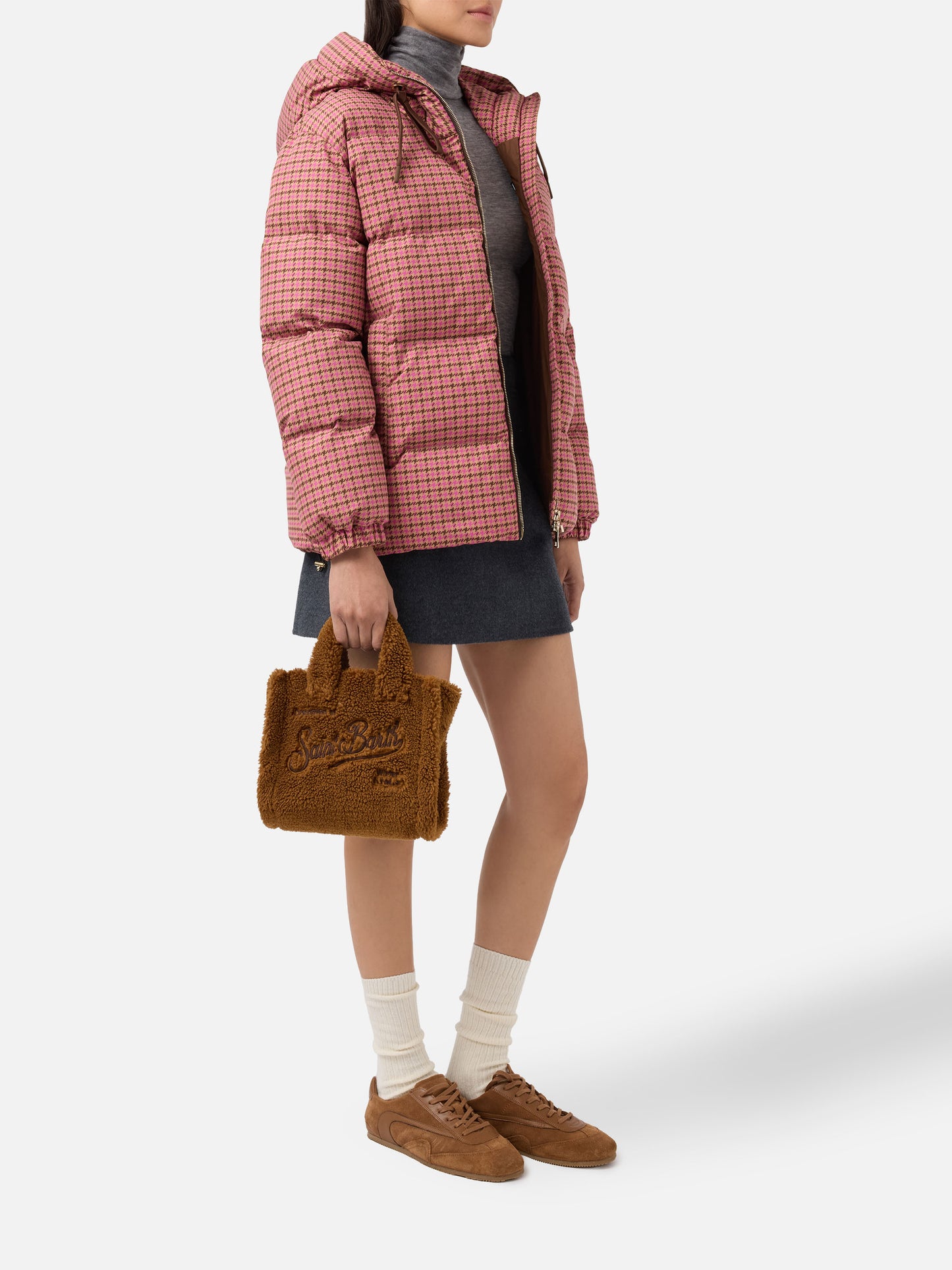 Vanity Mini Teddy Handtasche aus braunem Sherpa-Fleece