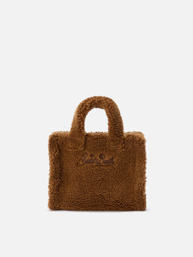Vanity Mini Teddy Handtasche aus braunem Sherpa-Fleece