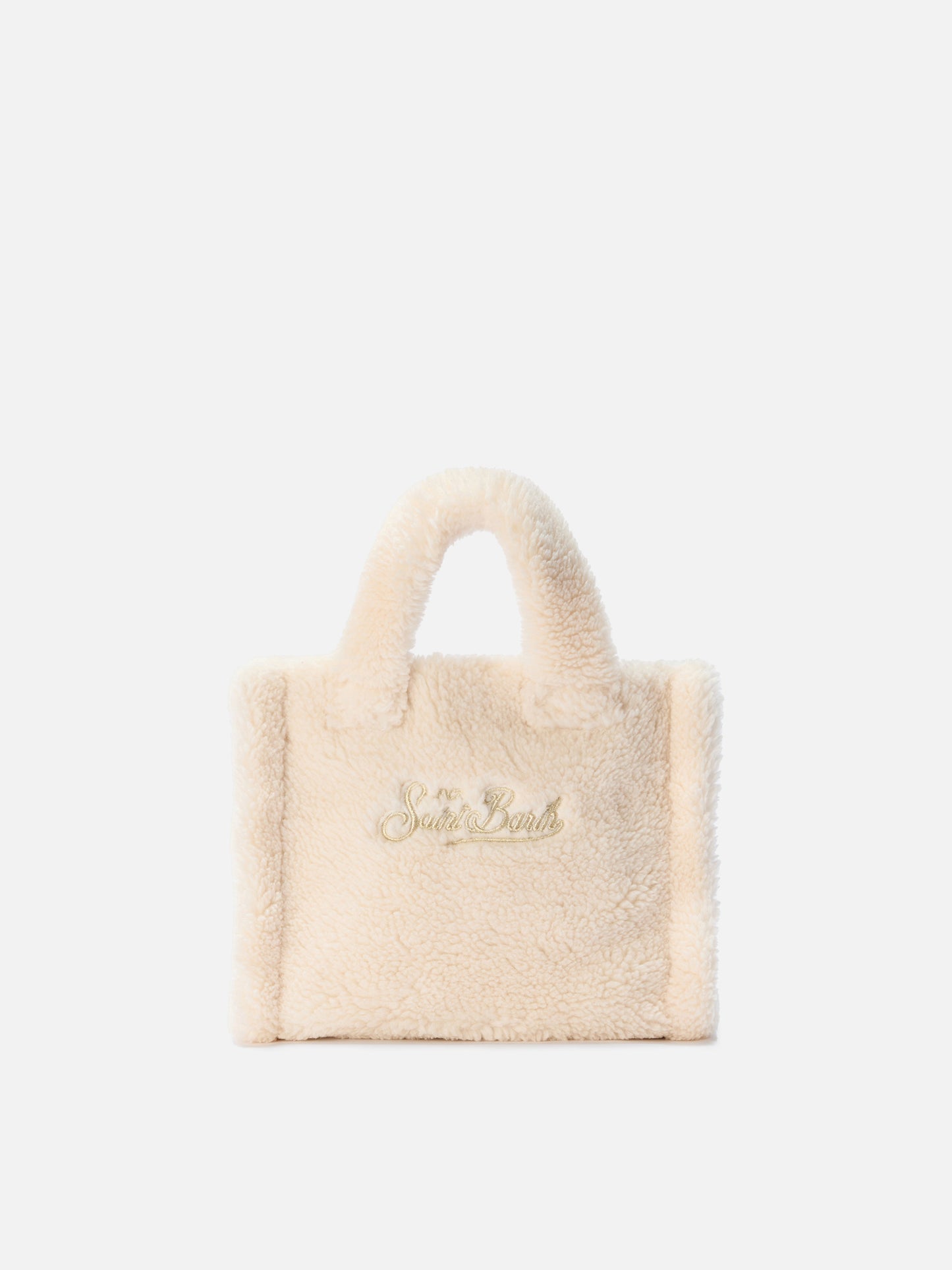 Borsa a mano Vanity Mini Teddy in sherpa bianco