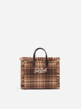 Mini sac Vanity en mélange de laine à motif tartan 