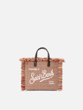 Borsa Mini Vanity in misto lana con motivo pied de poule