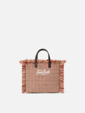 Borsa Mini Vanity in misto lana con motivo pied de poule