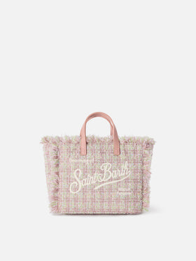 Borsa Mini Vanity rosa in tweed con filato lurex