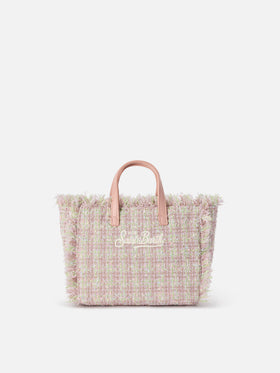 Borsa Mini Vanity rosa in tweed con filato lurex