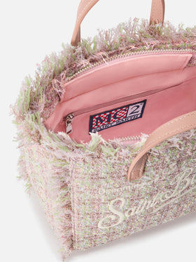 Borsa Mini Vanity rosa in tweed con filato lurex