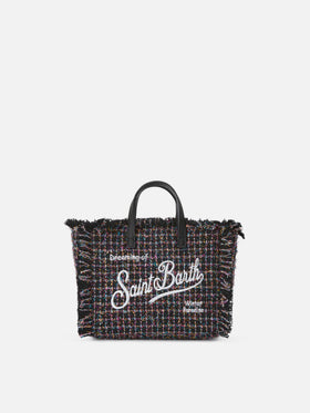 Mini Vanity bag noir en tweed avec glossy finish 