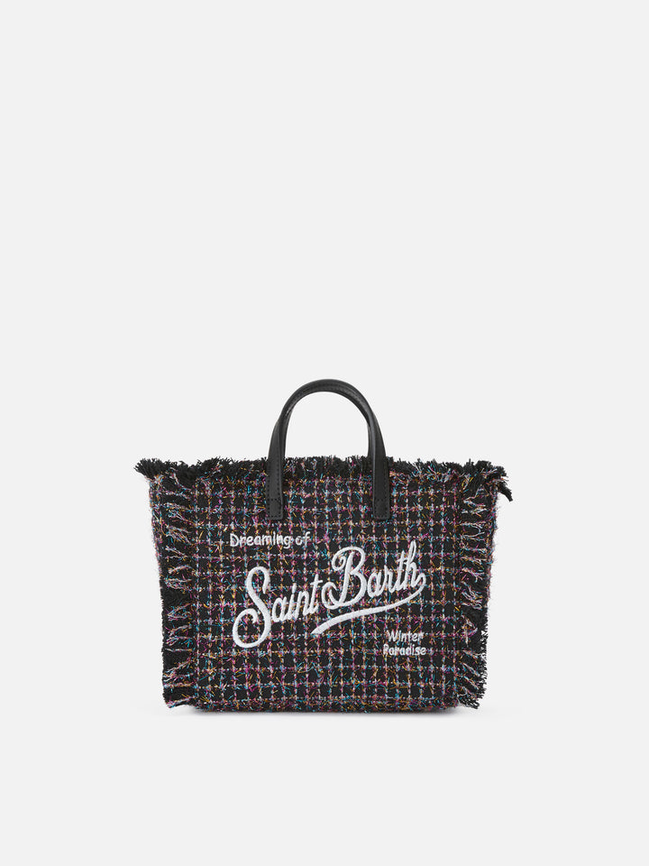 Schwarze Mini Vanity Bag aus Tweed mit glossy finish 