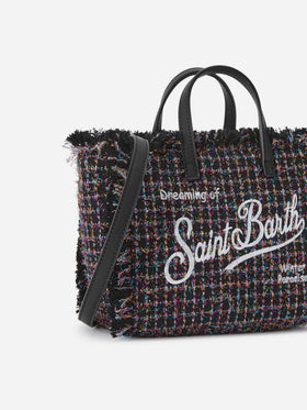 Mini Vanity bag noir en tweed avec glossy finish 