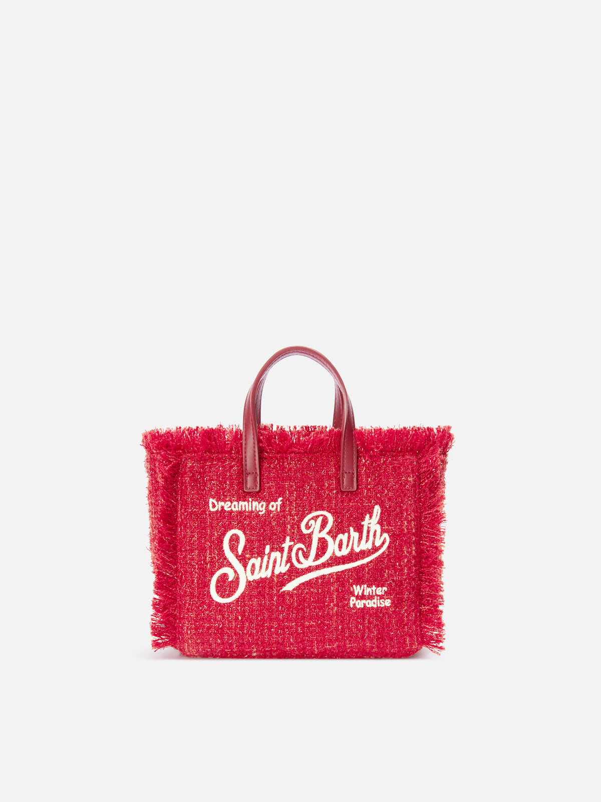Borsa Mini Vanity rossa in tweed con ricamo logo