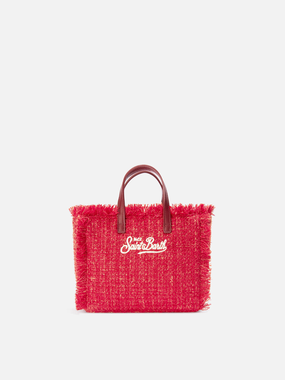 Borsa Mini Vanity rossa in tweed con ricamo logo