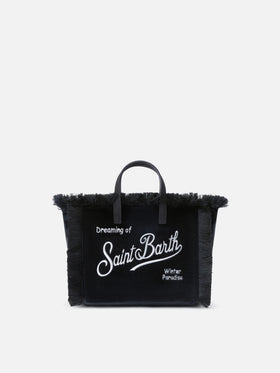Black Mini Vanity bag in velvet with logo embroidery