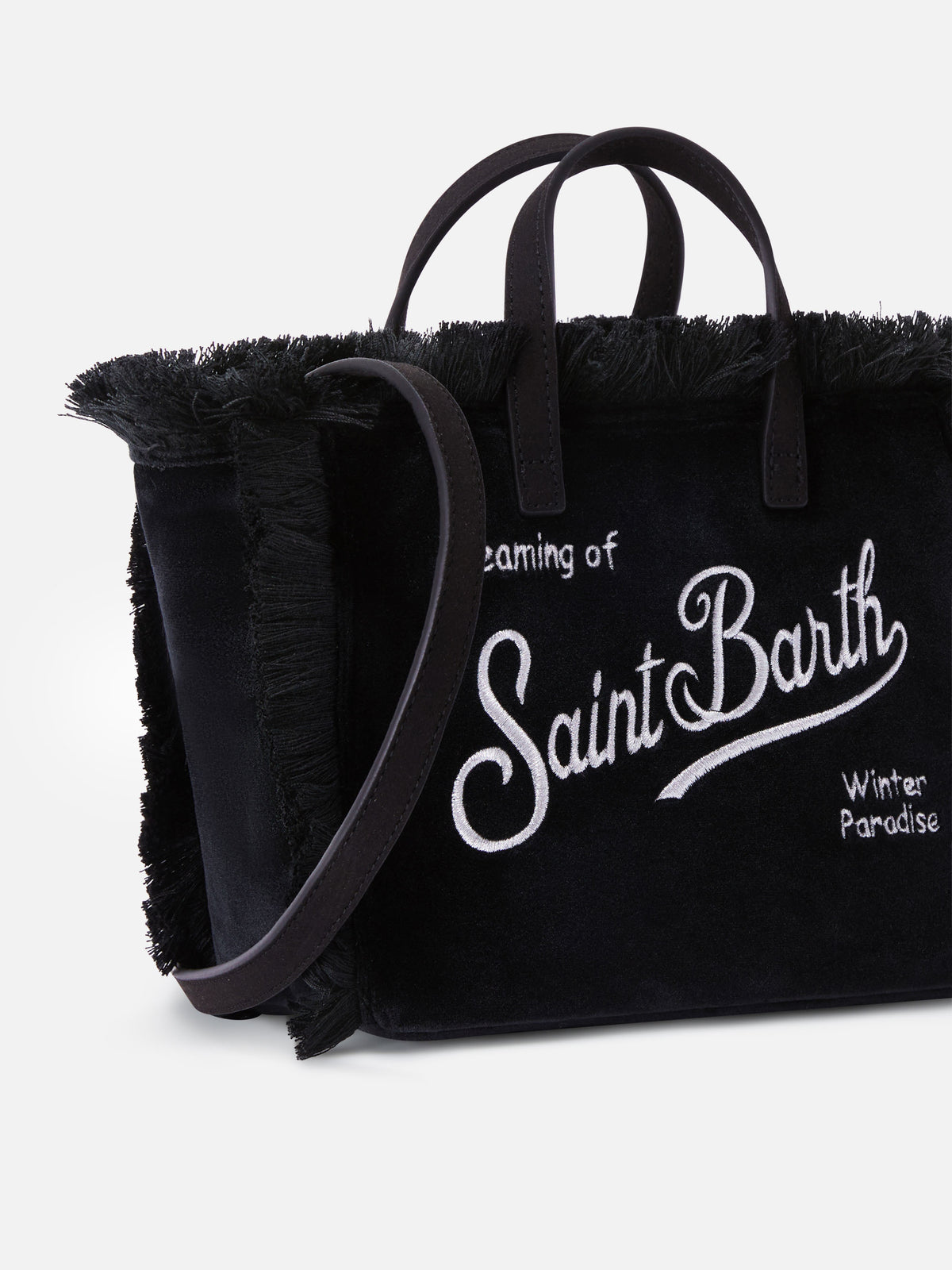 Black Mini Vanity bag in velvet with logo embroidery