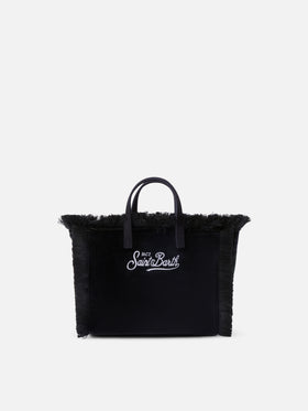 Black Mini Vanity bag in velvet with logo embroidery
