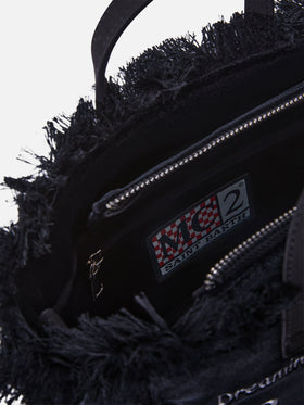 Black Mini Vanity bag in velvet with logo embroidery