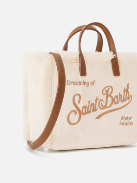Off white Mini Vanity corduroy bag with logo embroidery