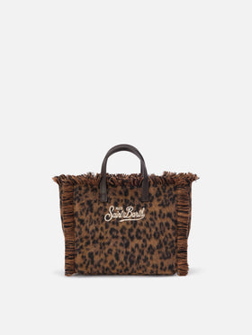 Mini Vanity felt bag with leopard print