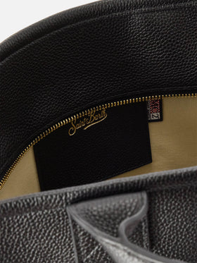 Borsa Large Vanity nera in pelle martellata con lettering logo