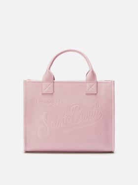 Borsa a spalla Vanity Bag Large in pelle martellata rosa