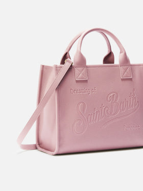 Borsa a spalla Vanity Bag Large in pelle martellata rosa