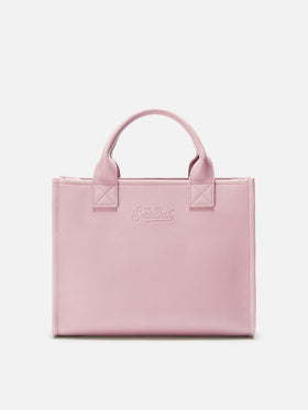 Borsa a spalla Vanity Bag Large in pelle martellata rosa