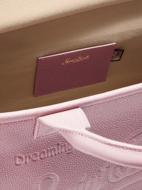 Borsa a spalla Vanity Bag Large in pelle martellata rosa
