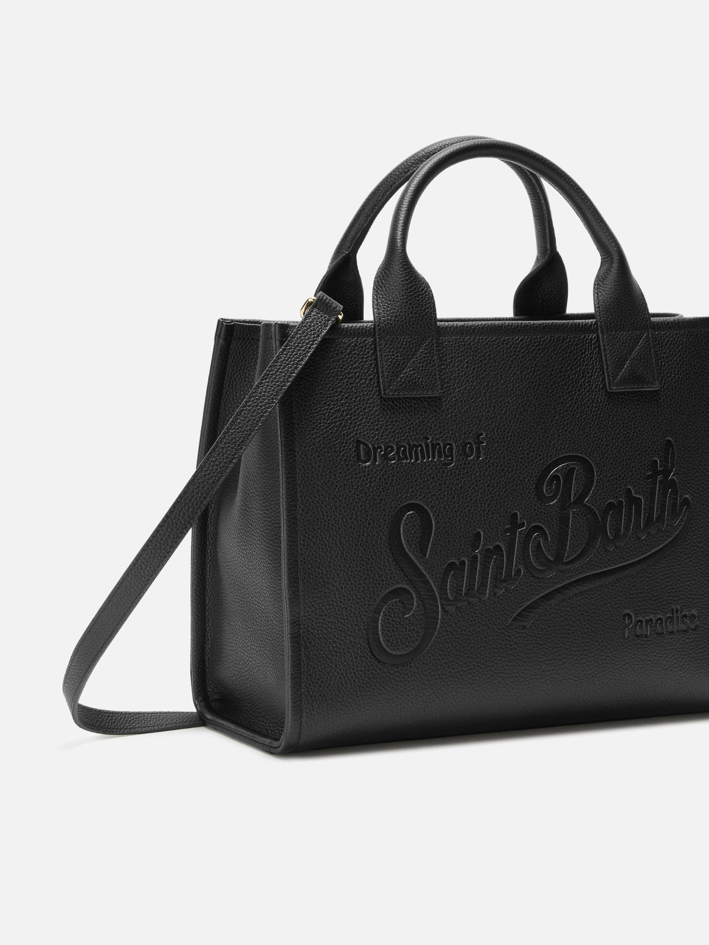 Vanity Bag Large Shoulder Bag in black hammered leather