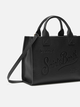 Vanity Bag Large Shoulder Bag in black hammered leather