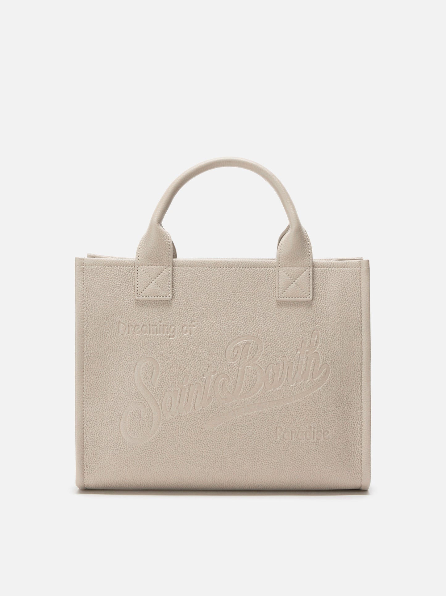 Vanity Bag Große Schultertasche aus weißem gehämmertem Leder