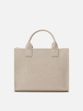 Vanity Bag Große Schultertasche aus weißem gehämmertem Leder