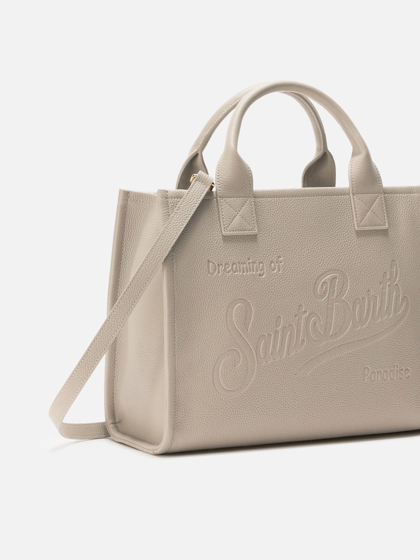 Vanity Bag Große Schultertasche aus weißem gehämmertem Leder