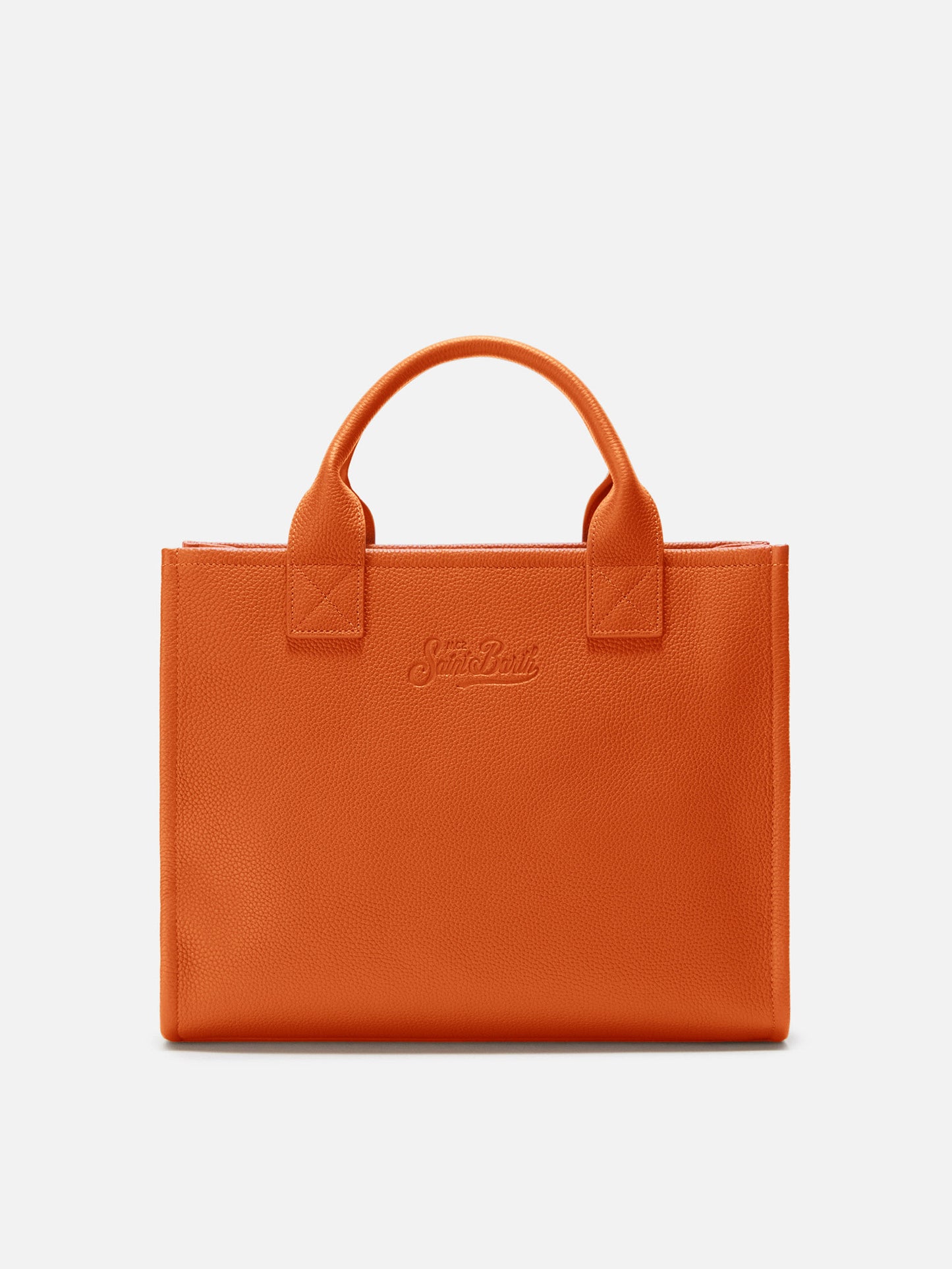 Borsa a spalla Vanity Bag Large in pelle martellata arancio