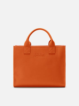 Borsa a spalla Vanity Bag Large in pelle martellata arancio