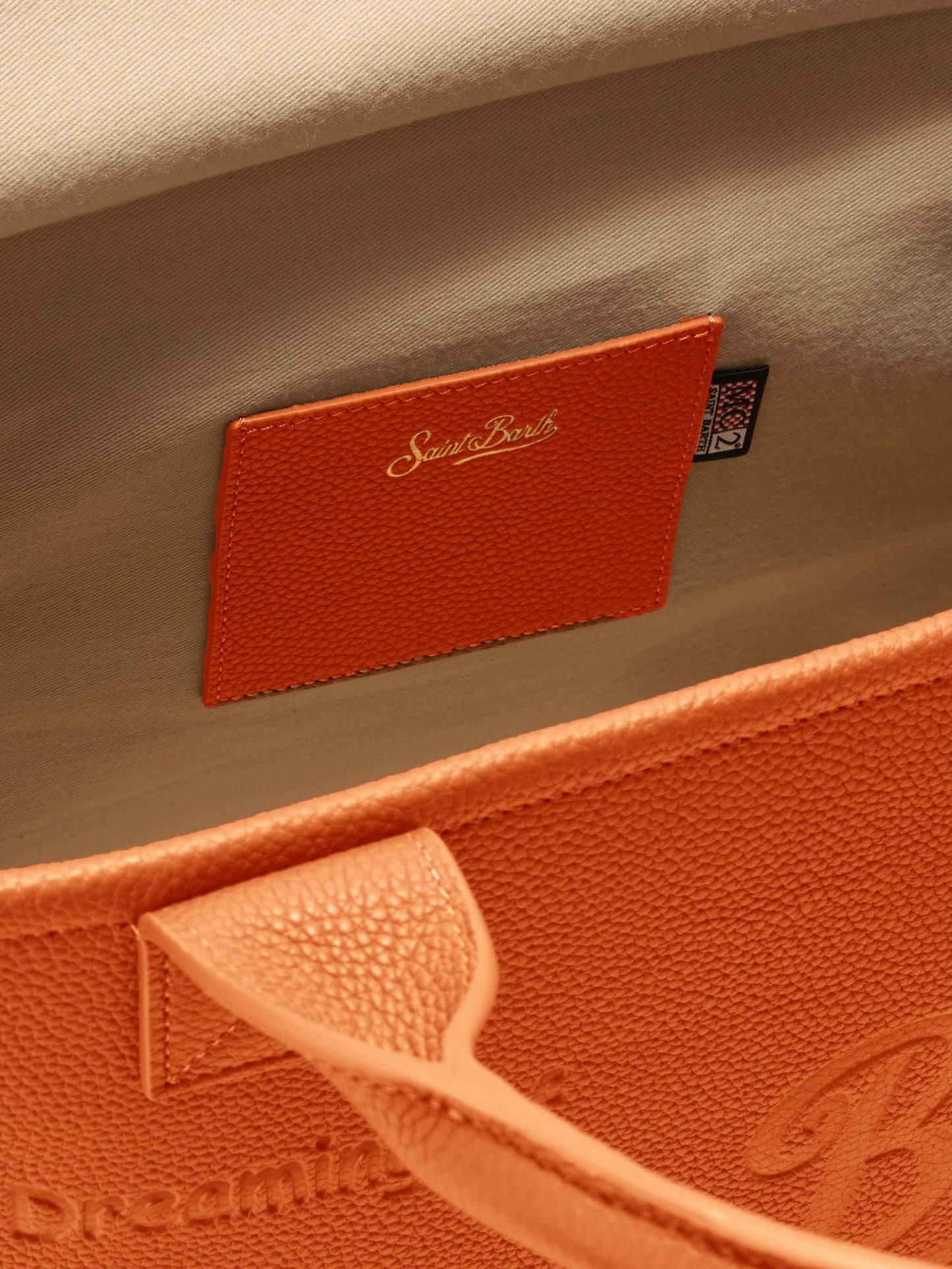 Borsa a spalla Vanity Bag Large in pelle martellata arancio