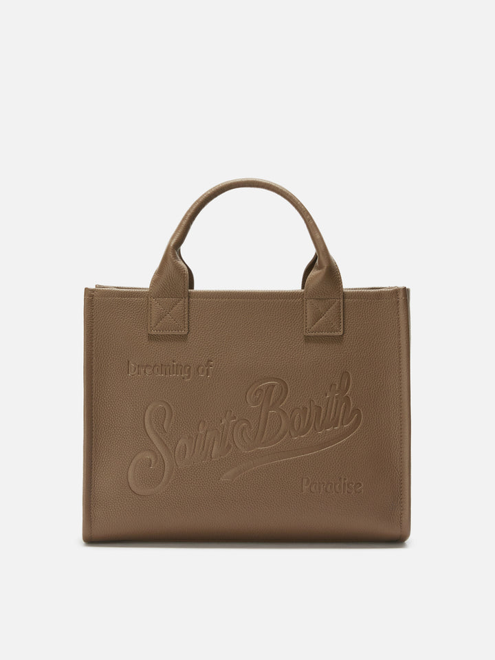 Borsa a spalla Vanity Bag Large in pelle martellata marrone