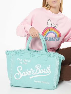 Water green cotton canvas Vanity tote bag - MC2 Saint Barth