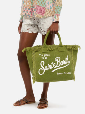 Military  green cotton canvas Vanity tote bag